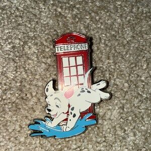 Disney Dalmatian Enamel Pin with Red Telephone Booth